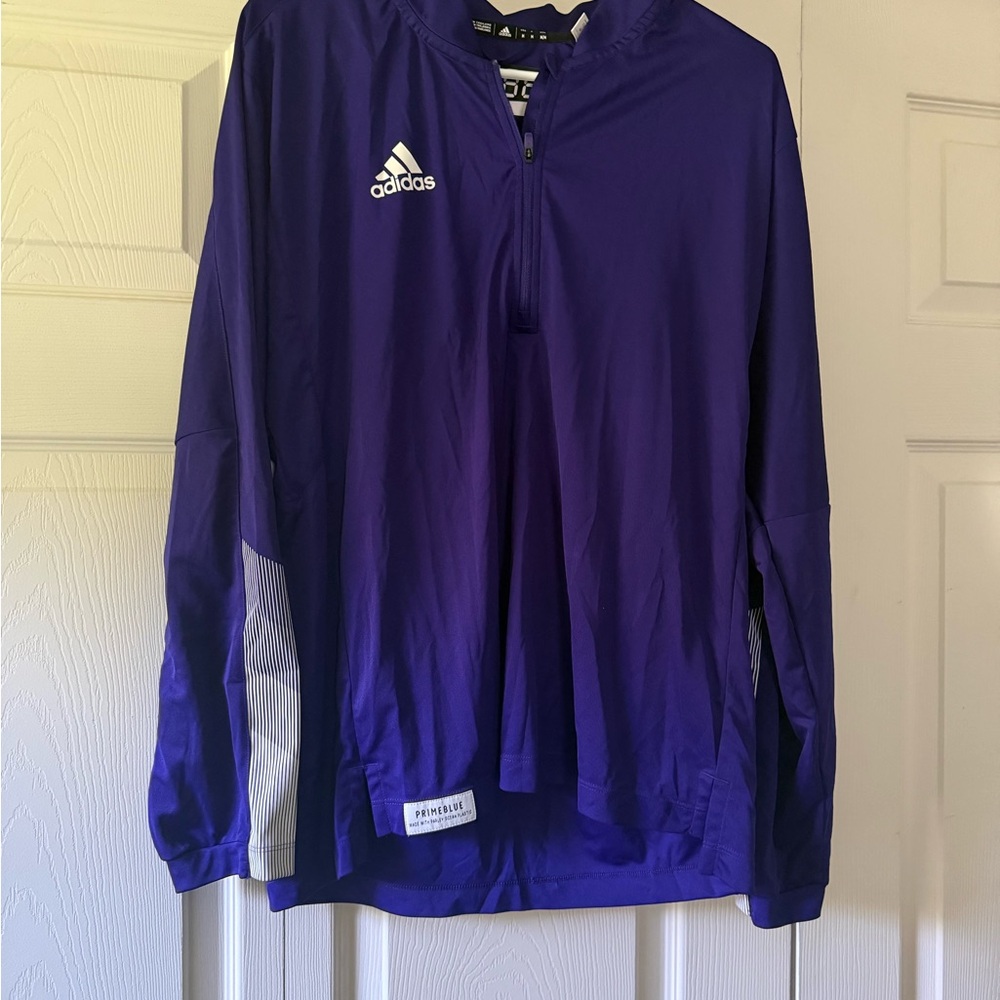 adidas Purple Half-Zip Training Top with White Logo